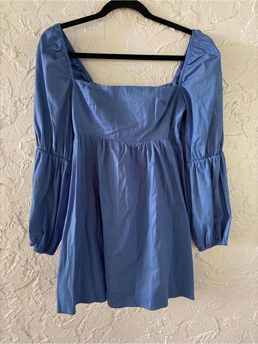 Reformation Peri-Blue Square Neck Puff Sleeve Tunic